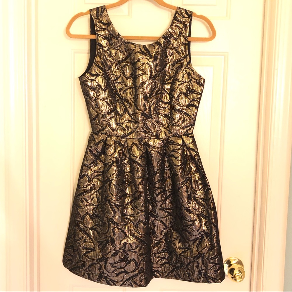 Black and Gold Mini Party Dress